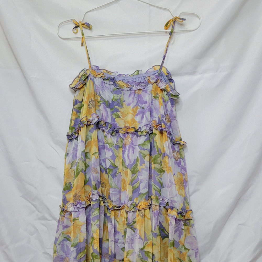SOLD Floral Mini Dress in Yellow and Purple - Picture 4 of 4